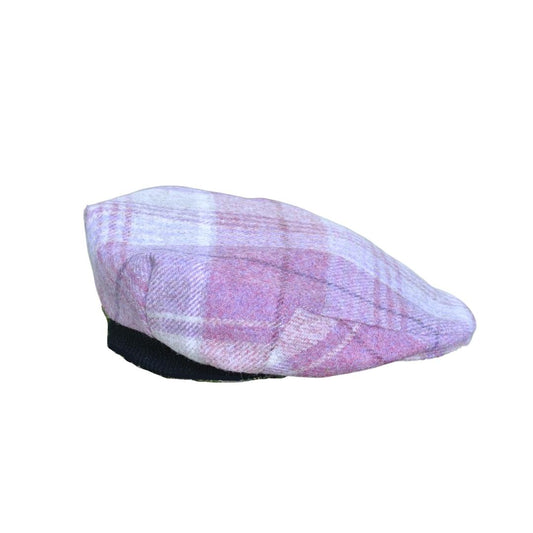 Kids Tweed Flat Cap - Pink Rose Check