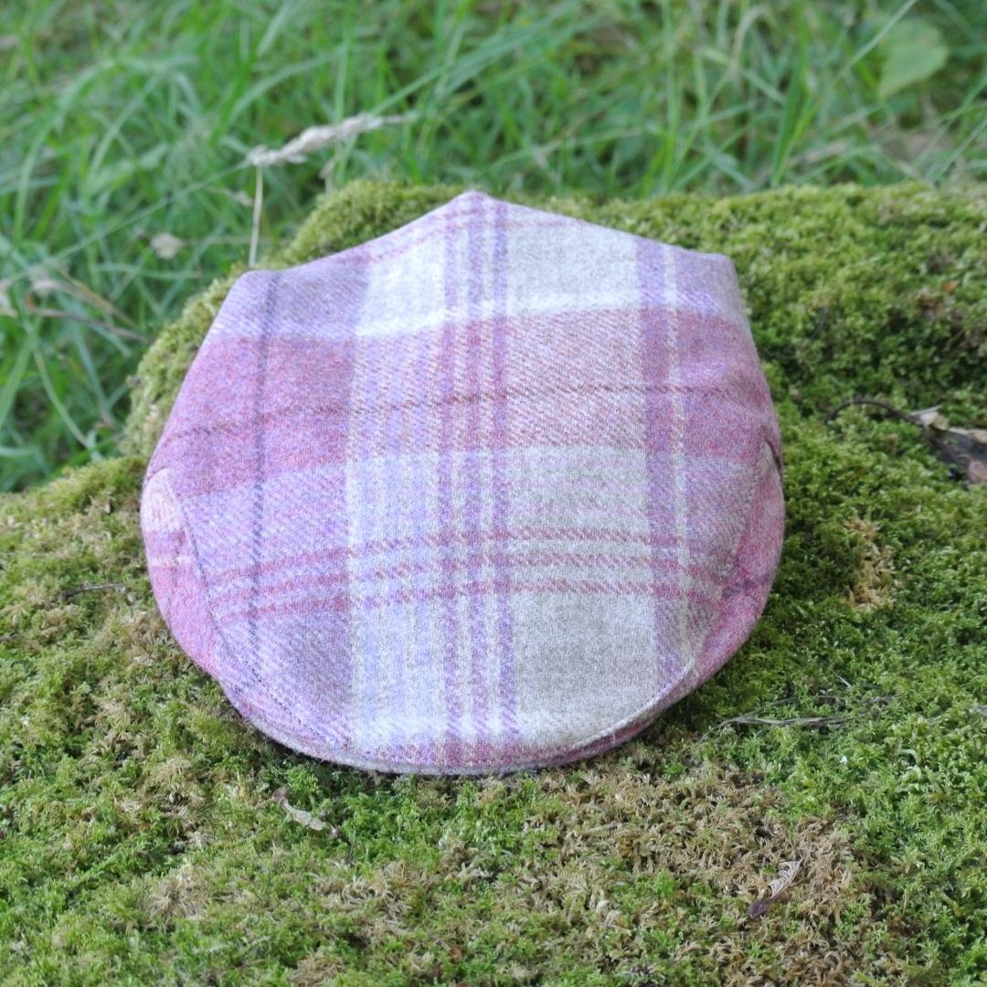 Kids Tweed Flat Cap - Pink Rose Check